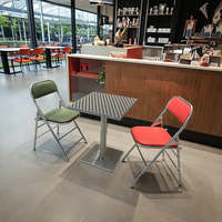 Table basse pliante carrée en acier inoxydable durable, motif diamant, bord épais, style moderne et écologique, pour célébrités d'Internet