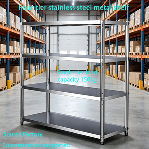 Stainless Steel Kitchen 4-Layer Heavy Duty Display Rack with 150kg Capacity Polished Surface Multifunctional <strong>Shelving</strong> - Product Image 1