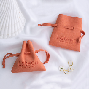 High Quality Necklace Bracelet <b>Watch</b> Gift Bag Custom Deboss LOGO Small Velvet Drawstring Jewelry Microfiber Pouches - Product Image 1