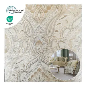 בית טקסטיל עיצוב אירופאי בציר מלכותי פוליאסטר בד ריפוד ברוקד דמשק בד אקארד לספה בסלון
