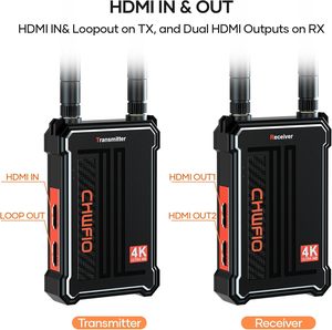 เครื่องส่งและรับสัญญาณวิดีโอไร้สาย 4K 150M/490FT HD MI ใช้สำหรับกล้อง แล็ปท็อป โปรเจคเตอร์ ที่บ้าน สำนักงาน โบสถ์ ถ่ายทอดสด - Product Image 3