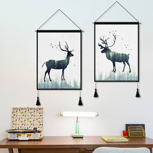 algodón <span class=keywords><strong>de</strong></span> pergamino con borlas para la decoración del hogar <span class=keywords><strong>ciervos</strong></span> 18X26 pulgadas <span class=keywords><strong>tapiz</strong></span> <span class=keywords><strong>de</strong></span> pared colgante - Product Image 3