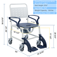 SUNCARE Chaise de douche 4 en 1 brevetée en plastique avec dossier, siège en PU, chaise de toilette portable, siège de toilette surélevé pour personnes âgées