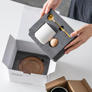 Grande tasse à latte à large ouverture avec petite poignée en forme de boule, tasse à eau en céramique pour le bureau, tasse à café assortie aux couleurs - Product Image 5