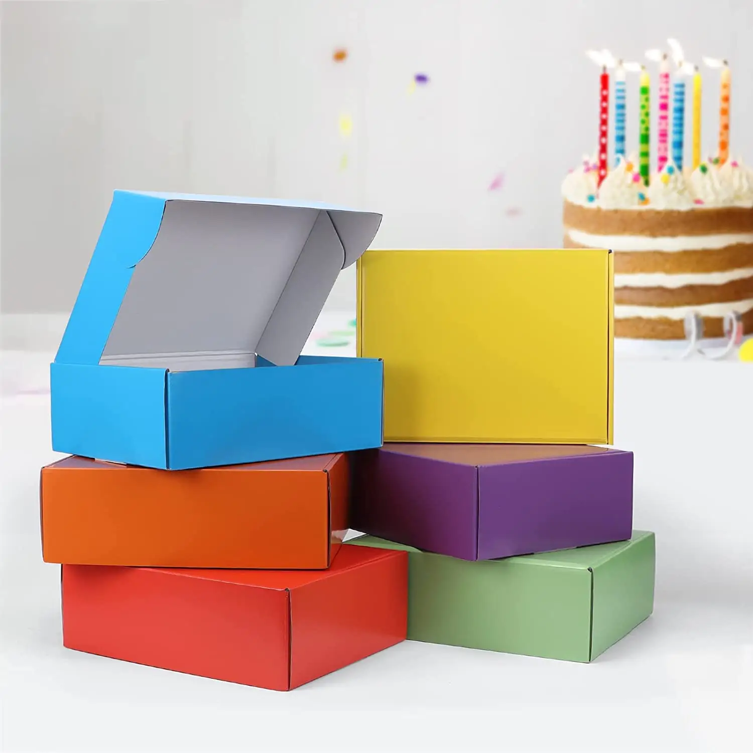 Kleurrijke Kartonnen Verzending Dozen, Partij Gunst Dozen Voor Bruiloft Verjaardagscadeau, Golfkarton Mailer Dozen Voor Kleine Bedrijven