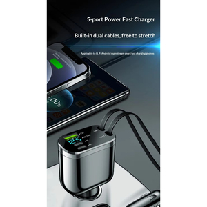<span class=keywords><strong>Cargador</strong></span> de Coche con Puertos USB-A/Tipo-C, Encendedor de Cigarrillos Telescópico Plegable, Carga Rápida, Pantalla Digital y Cable Plegable - Product Image 6