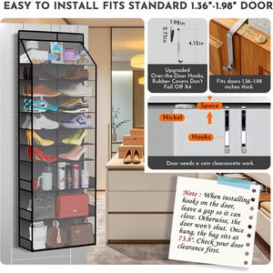 Over The Door Organizer 20 Pair <b>Shoe</b> Rack With Multi Size Pockets For Boots And <b>Shoes</b> Hook Type <b>Storage</b> Solution - Product Image 5