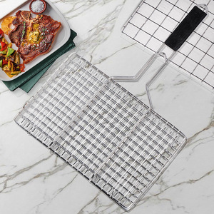 BBQ Accessories Portable Folding Stainless Steel <strong>Grilling</strong> Basket with Handle for Fish Shrimp <strong>Vegetables</strong> - Product Image 5