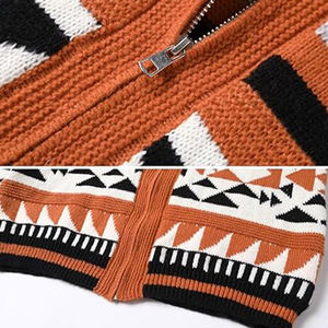 Suéter Cárdigan de Punto Personalizado con Estampado Étnico Tribal Occidental Retro para <span class=keywords><strong>Hombre</strong></span>, Chaqueta de Manga Larga Cálida - Product Image 3
