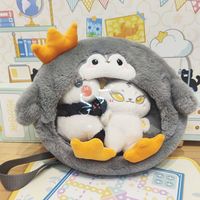 Sac à dos imperméable en cuir PU pour femmes et filles, mignon requin en peluche avec fenêtre transparente, affichage de broche, école Cosplay, sac ITA personnalisé