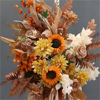Allée de fleurs artificielles de couleur caramel, décor de mariage, ton d'automne, fausses fleurs pour arrangement de toile de fond, installation au plafond