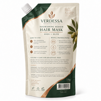 Pochette à bec verseur refermable personnalisée de haute qualité pour masque capillaire nourrissant et réparateur de 1 kg, emballage de recharge pour salon avec fermeture éclair