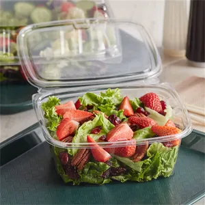 Fabrika fiyat özel kapaklı ambalaj kurcalamaya dayanıklı plastik taze meyve salata için menteşeli konteyner
