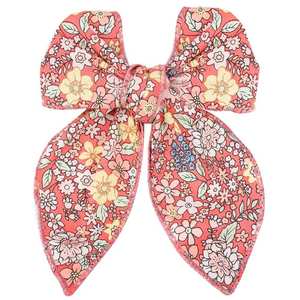 Pinzas para el pelo con lazo grande para niña, material de algodón, tela de ramio con estampado de flores - Product Image 5