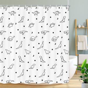 New Style Luxury <b>Funny</b> Black White Dinosaur Fabric Grommet Top <b>Shower</b> <b>Curtains</b> Set Cute Polyester Bathroom for Boys Restroom - Product Image 5