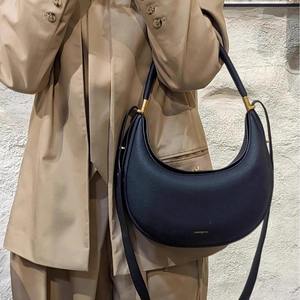 Sac à main pour femme de luxe léger, sac à main à fermeture éclair, couleur unie, tendance, sac en forme de croissant - Product Image 5