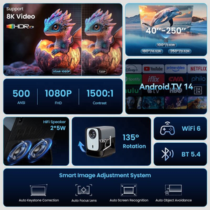 Proyector Inteligente Portátil X5AR OEM ODM al por Mayor, 10 Bits de Color, Doble HiFi de 5W, Reconocimiento Automático de Pantalla, Logotipo Personalizado - Product Image 3