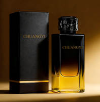 Ventes en gros de flacons de parfum en verre transparent carrés luxueux et colorés sur mesure, boîtes de 50 ml et 100 ml, vaporisateur à pompe pour parfum