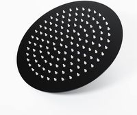 Pommeau de Douche Pluie Rond Noir avec Jets Anti-Calcaire, 360° °   Pommeau de douche cascade réglable en acier inoxydable