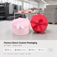 Boîte cadeau deux pièces personnalisée pour faveurs de mariage, cadeaux de fête nuptiale, coffrets cadeaux, boîte ronde rose clair et rouge, vente en gros usine