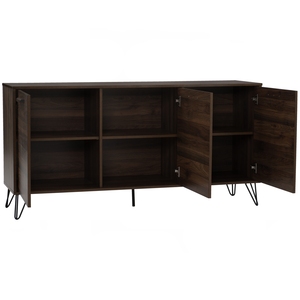Premium Walnut Colour SAMOS 1.49M <b>Sideboard</b> Metal Frame Buffet Cabinet for Contemporary Dining Room Luxury Living Area <b>Storage</b> - Product Image 2