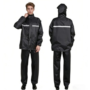 Conjunto de Pantalones y Chaqueta Impermeable con Logotipo Personalizado, Forro de Malla Transpirable, Tiras Reflectantes, Poncho con Bolsillos para Trabajo y Actividades al Aire Libre - Product Image 1