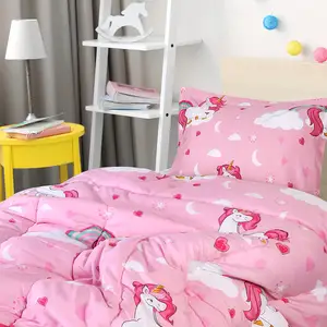 Super Hot Sale Pink Unicorn Kids Cartoon Eco-Friendly Comforter Sets Bedding Sets Sheet Sets