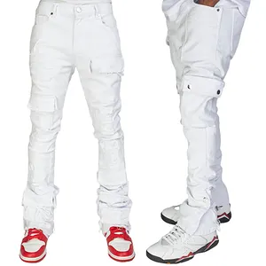 Gingtto Fall Winter Outfit Fall Straight Leg Jeans White Stacked Jeans Men
