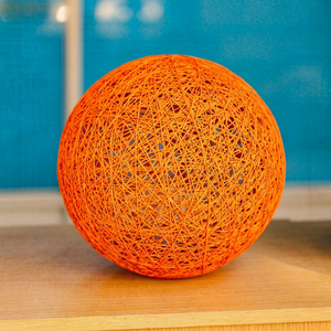 Orange Modern Rattan Ball Lampshade 30 cm Woven Pendant Light Cover Indoor Decorative Shade Warm White - Product Image 1