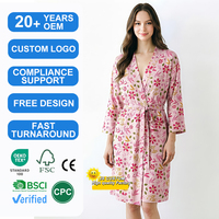 Peignoir long en modal de haute qualité personnalisé par le fabricant, chemise de nuit confortable en bambou, vêtements de nuit pour femmes, vêtements d'intérieur