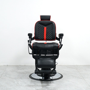 Chaise de coiffure de luxe classique de haute qualité avec cadre en métal noir et or, mobilier de salon, chaise personnalisée pour salon de coiffure - Product Image 6