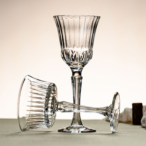Vintage Striped Embossed Crystal Clear For <strong>Champagne</strong> <strong>Flute</strong> Red Wine Goblet Glasses - Product Image 3