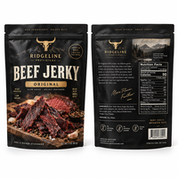 Sacs d'emballage personnalisés pour aliments secs, sachets refermables thermoscellables en plastique pour biltong et viande séchée