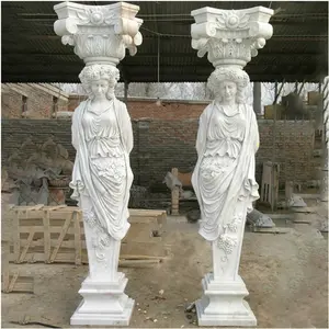 Colonna greca di pietra romana di marmo bianco decorativo del materiale da costruzione all'aperto su ordinazione