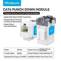 Connecteur RJ45 Keystone Mindpure Cat6A en alliage de zinc, blindé STP 10 Gbit/s, sans outil, plaqué or 6U pour centre de données