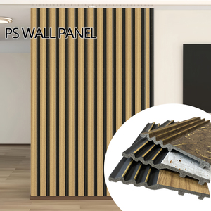 Lames murales en PS de 12 cm, couleur unie rose bleu, design simple, matériau de décoration, panneau mural en PS, lamelles en charbon de bois avec doré - Product Image 3