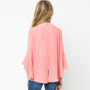 Blusa de Chifón con Diseño de Volantes en la Espalda y Mangas con Volantes para Niñas, Ropa Infantil de Diseño - Product Image 2