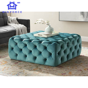 <span class=keywords><strong>Pouf</strong></span> rond Chesterfield moderne haut de gamme en velours capitonné avec boutons, luxe pour salon, chambre à coucher, hôtel - Product Image 5
