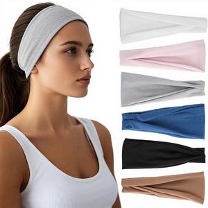 Paquete de 6 Diademas Elásticas Anchas de Poliéster para <span class=keywords><strong>Hombre</strong></span> y Mujer |   Bandas elásticas para el cabello, suaves, antideslizantes y deportivas, para entrenamientos y uso diario al aire libre - Product Image 1