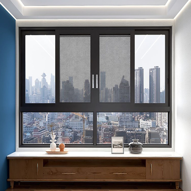 OEM Remote Controlled Motorized Vertical Sliding Guillotine Aluminum Alloy Window Glass Balcony Automatic Vertical Slide Windows
