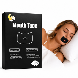 Cinta Bucal Negra de Marca Privada, Personalizada, Hipoalergénica, Deportiva, de Látex, para Dormir, para Respirar por la Nariz - Product Image 1