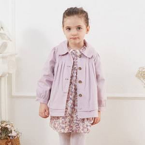 Trench-coat de couleur beige chocolat pour <span class=keywords><strong>enfants</strong></span> <span class=keywords><strong>coupe</strong></span>-<span class=keywords><strong>vent</strong></span> français personnalisé en usine au printemps manteau plissé de style littéraire pour les filles - Product Image 3