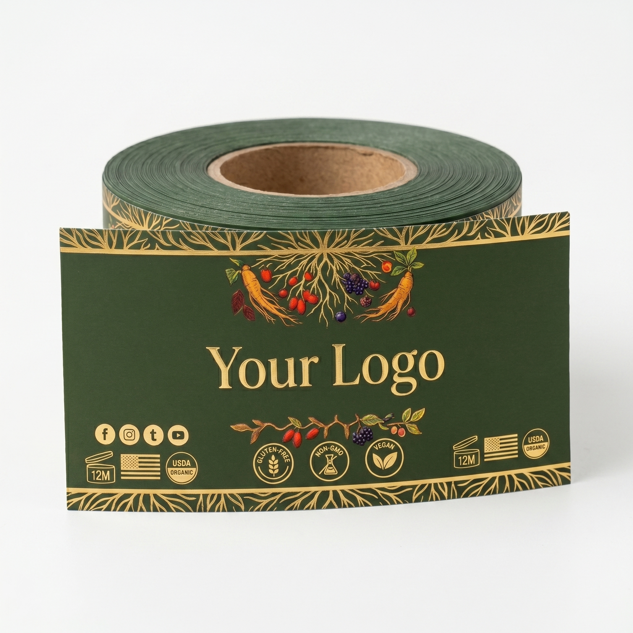 Adhesive Waterproof UV Resistant Eco-Friendly Vinyl Sticker Roll Custom Printed Packaging Labels for Food Bottles