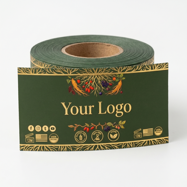 Adhesive Waterproof UV Resistant Eco-Friendly Vinyl Sticker Roll Custom Printed Packaging Labels for Food Bottles