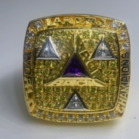 Bague de championnat FH NBA2002, taille ajustable, plaquée or et rhodium, avec incrustation de style religieux, livrée dans un coffret à bijoux