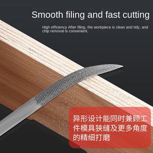 Lima de Mano de Acero al Carburo Curvada de Forma Especial, Lima Industrial Dura de Arkansas, Lima Pequeña Profesional Surtida para Desbarbar Madera - Product Image 4