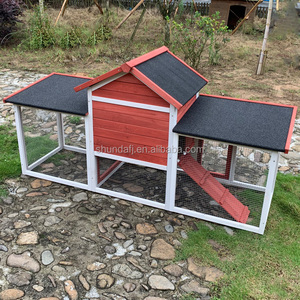 SDR031-gris – Grand enclos à poules en bois élégant avec couloir coulissant horizontal pour lapins, poules, hamsters et furets - Product Image 5