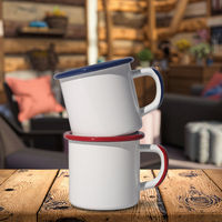 Tasses en métal émaillé de 350 ml (12 oz) en gros, design vintage, logo personnalisé, pour le thé, le camping, sublimation personnalisable, blanc, en stock