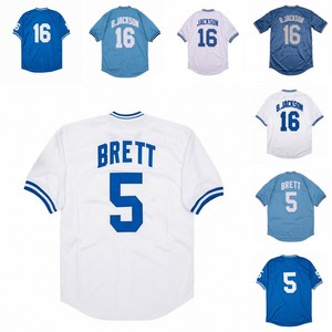 Maillots de baseball rétro pour hommes, version nostalgique, cousus, 5 George Brett, 16 <span class=keywords><strong>Bo</strong></span> <span class=keywords><strong>Jackson</strong></span>, tailles S-3XL - Product Image 1