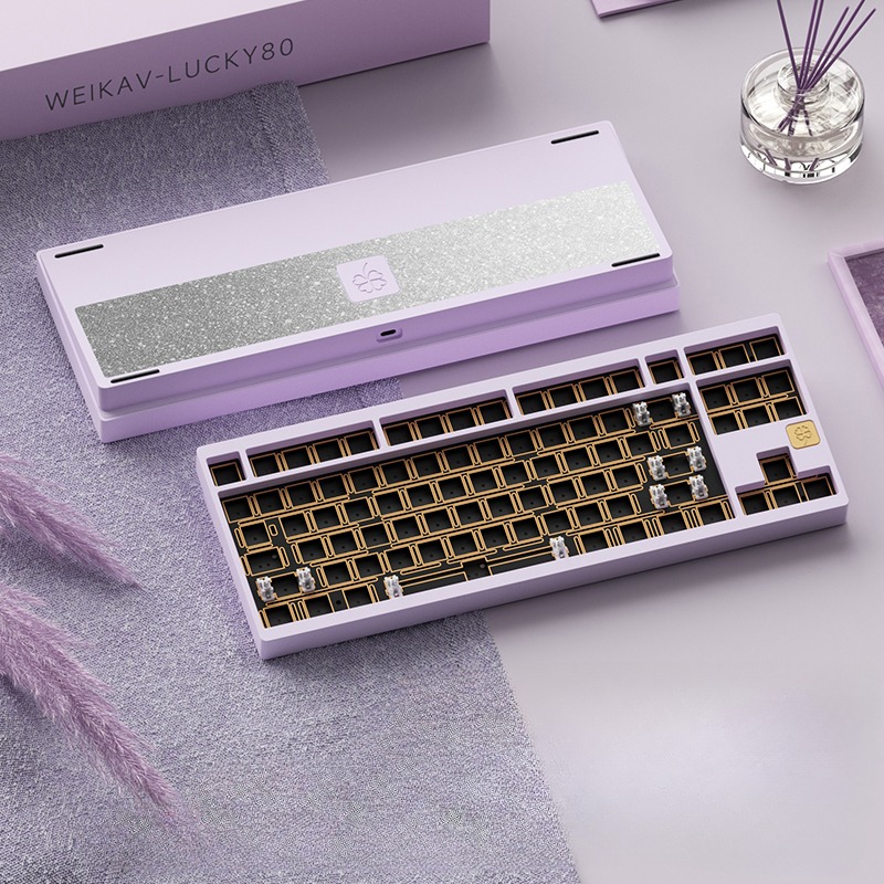 Kit de Teclado Mecânico Weikav Lucky80 Alumínio RGB Hot Swap 87 Teclas